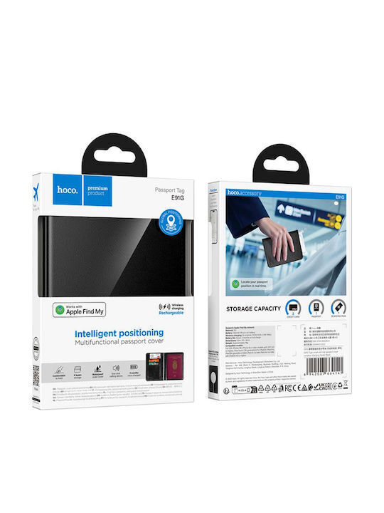 Θήκη Διαβατηρίου Bluetooth Tracker Ασύρματη Φόρτιση Συσκευές Apple Hoco E91g Μαύρο