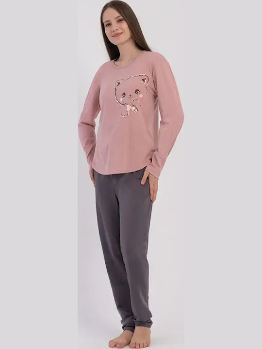 Vienetta Secret Winter Women's Cotton Pink Pyja...
