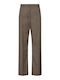 Beige Fabric Women's Trousers
