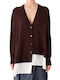 Women's Knitted Cardigan in Burgundy