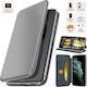 Book-style Case Motorola Moto E40 Flip Cover Magnetic Closure Card Pocket Stand Function Eco-leather Microfiber Lining Silver