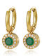 Lysea Women's Emerald Crystal Earrings Steel Gold Zirconia