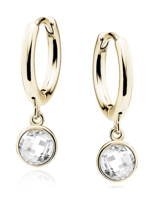Lysea Women's Hoop Earrings 925 Silver Gold Plated with White Zirconias