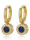 Lysea Women's Earrings Navy Crystal Steel Gold Zircon
