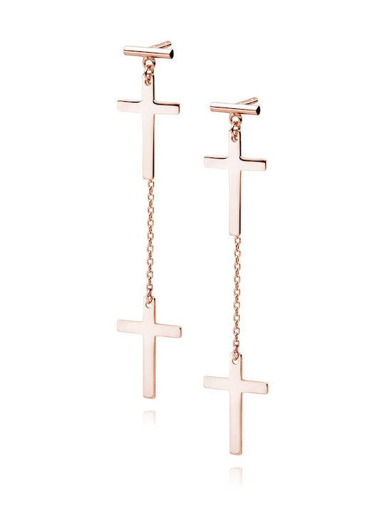 Lysea Stud Earrings Cross Chain 925 Silver Rose Gold