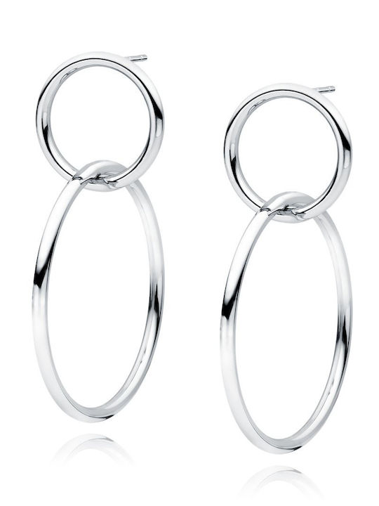 Lysea Stud Earrings Interlocking Hoops 925 Silver Rhodium Plated