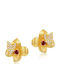 Lysea Women's Luxora Garnet Blossom Earrings 925 Silver Gold Plated