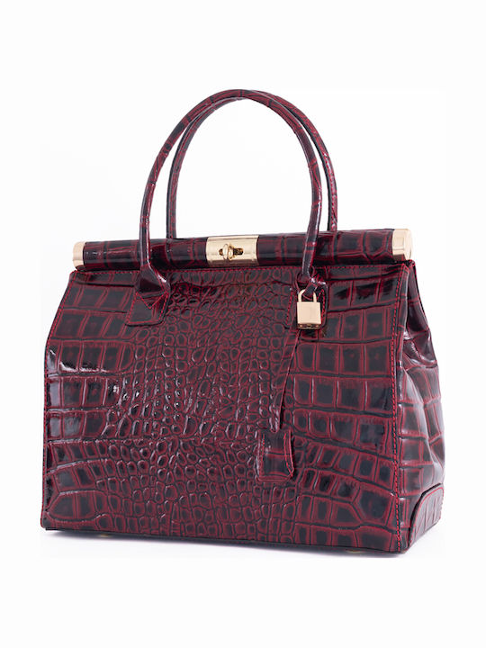 Burgunderrote Damen-Schultertasche aus Leder