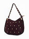 Burgunderrote Damen-Schultertasche aus Leder