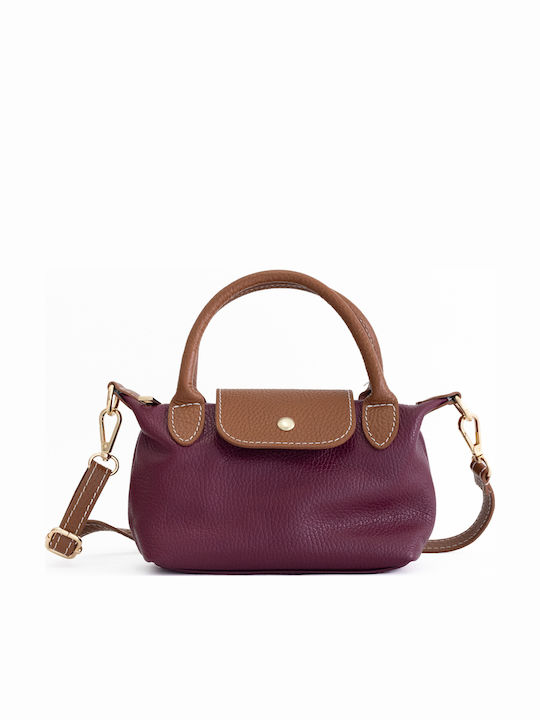 Burgunderrote Damen-Schultertasche aus Leder