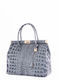 Grey Leather Women's Shoulder Bag