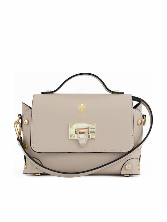 Beige Leather Women's Shoulder Bag