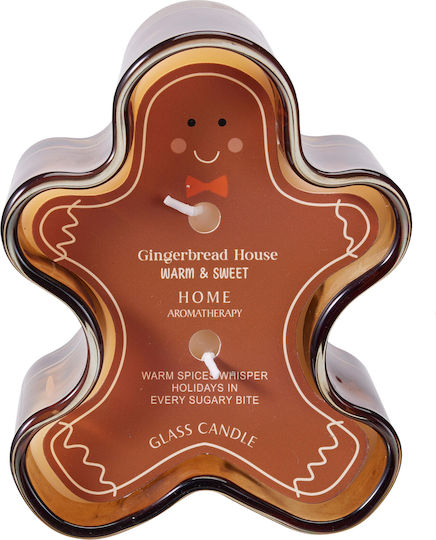 Χριστουγεννιάτικο Αρωματικό Κερί Gingerbread Ανθρωπάκι Καφέ 7.8x5x10cm