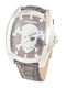 Men's Watch 40mm Battery-Powered with Leather Strap Silver