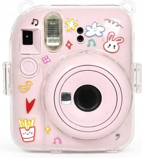 Θήκη Fuji Instax Mini 12 Σκληρή Προστατευτική Θήκη Λουράκι Ροζ