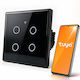 Qoltec Wall-Mounted Quadruple Wi-Fi Touch Wall Switch with Black Frame