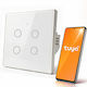 Qoltec Wall-Mounted Quadruple Wi-Fi Touch Wall Switch with White Frame