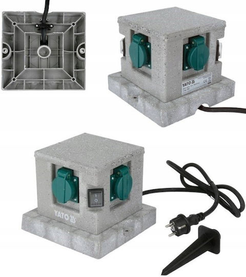 Yato Double External Power Socket with Key, Lid and Switch, Grey