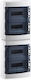 Elettrocanali Wall-Mounted Waterproof Electrical Panel, 4 Rows, 12 Modules