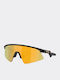 Resistor Sweep Unisex Sunglasses with Black Metallic Frame and Orange Lens