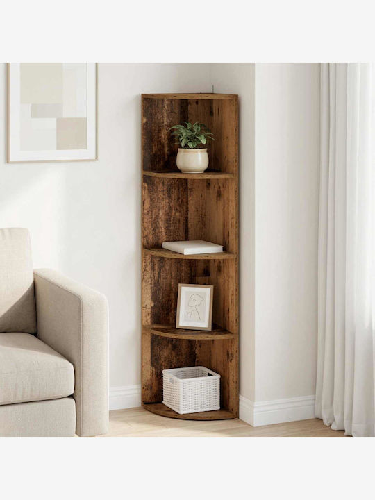 Corner Bookcase Aged Wood 31.5x31x130 cm
