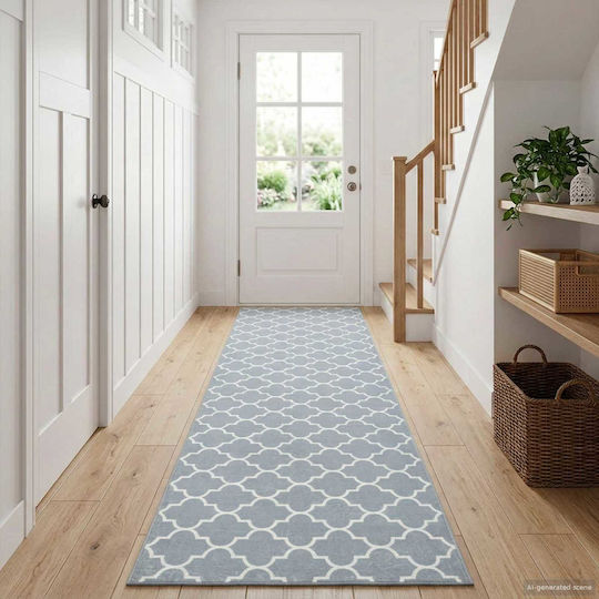 vidaXL Rectangular Rug Grey and White 100x300cm