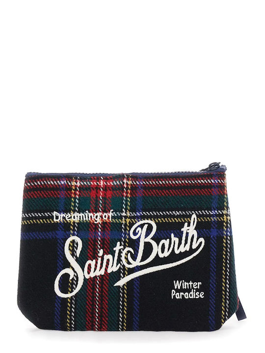 Mc2 Saint Barth Women Pouch Bag Aline Wool Tartan 61 Red Black Blue Ali0022-02549m