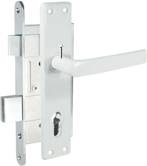 Lob Recessed Lock with Cylinder and 55mm Center White