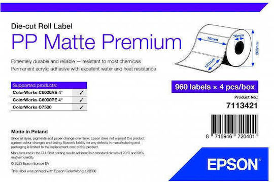 Epson Matte 960 Self-Adhesive Labels on Roll 76x127mm