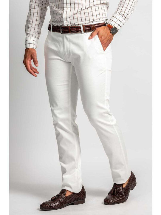 Monte Napoleone Men's Stretch Chino Trousers White