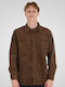 Langärmeliges Cord-Overshirt in normaler Passform Camel