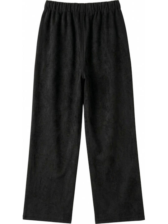 Women's Fabric Trousers with Elastic Waist Black