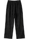 Women's Fabric Trousers with Elastic Waist Black