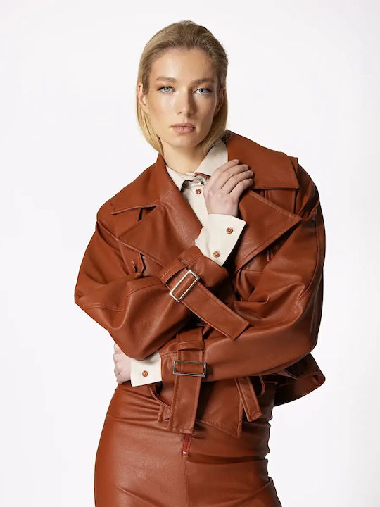 Damen-Bikerjacke aus Leder Ceramic