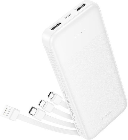 Hoco J163 Външна батерия 10000mAh 10W с 2 USB-A изходни порта Бяла