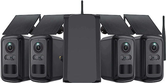 Viking Überwachungssystem Hub S04 mit 4 drahtlosen IP-Kameras, 3 MP, mit Steuerzentrale