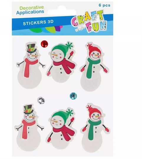 Craft with Fun Christmas Stickers with Snowman Pattern 3x3 cm 6 pcs