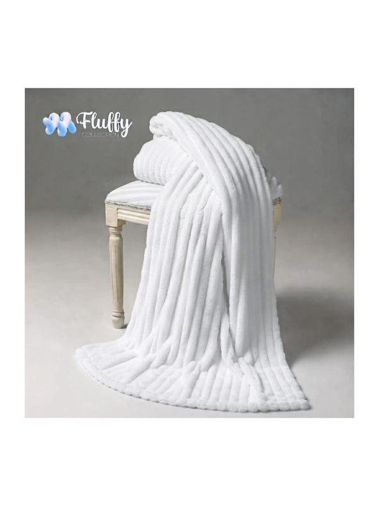Coral Cells Stripe Single Blanket 160x220cm White