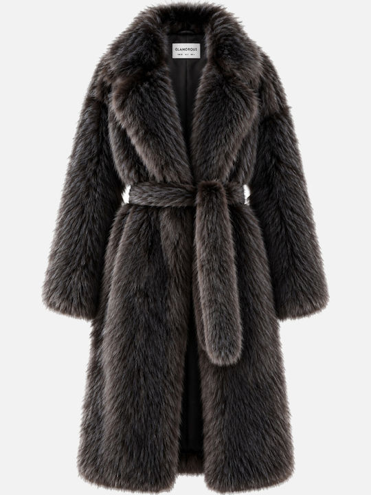 Glamorous Langer Damenpelz Dark Grey