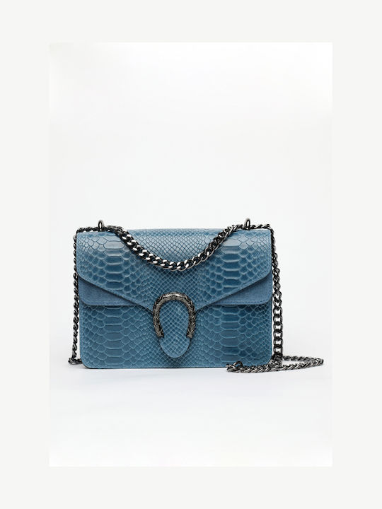Blue Suede Leather Women's Shoulder Bag