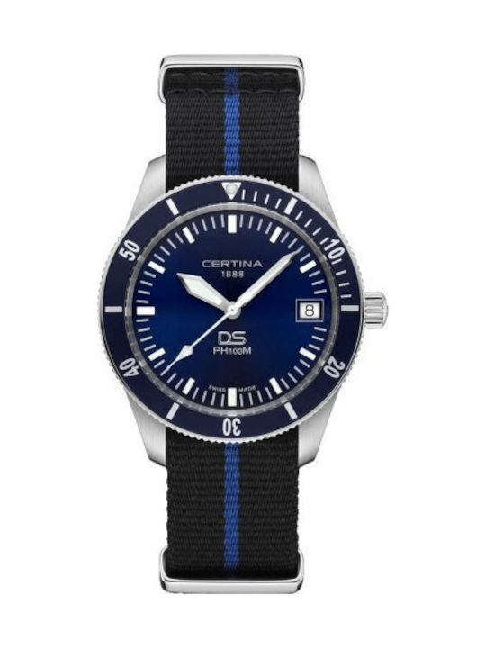 Certina Men's Battery-Powered Watch with Black Fabric Strap Certina Men's Battery-Powered Watch with Black Fabric Strap
