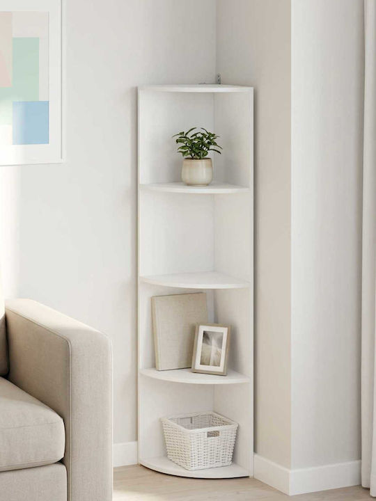 Corner Bookcase White 31.5x31x130 cm