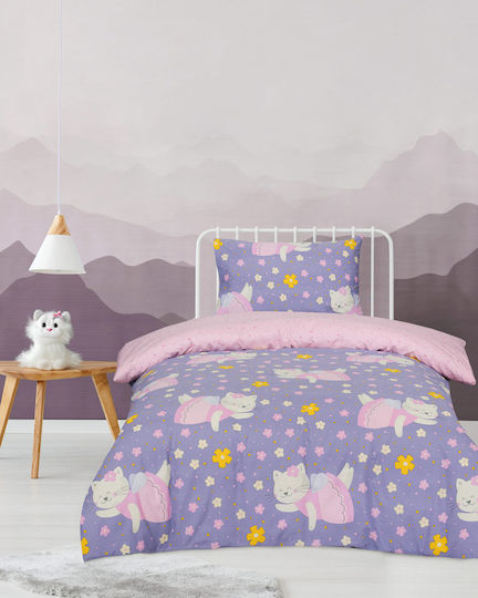 Kocoon Bettbezug-Set aus Baumwolle 165x245 cm, Einzelbett, mit Kissenbezug