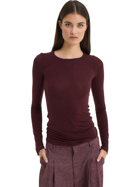 Sunset! Women's Long-Sleeve Burgundy Top