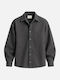 Риза Overshirt от Деним с Дълъг Ръкав в Цвят Сив Камък