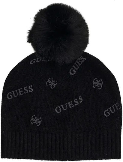 Unisex Pom Pom Knitted Beanie in Black
