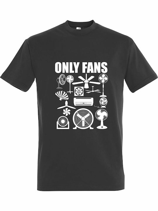 Тениска Унисекс „Only Fans Funny Sarcastic“ Тъм...