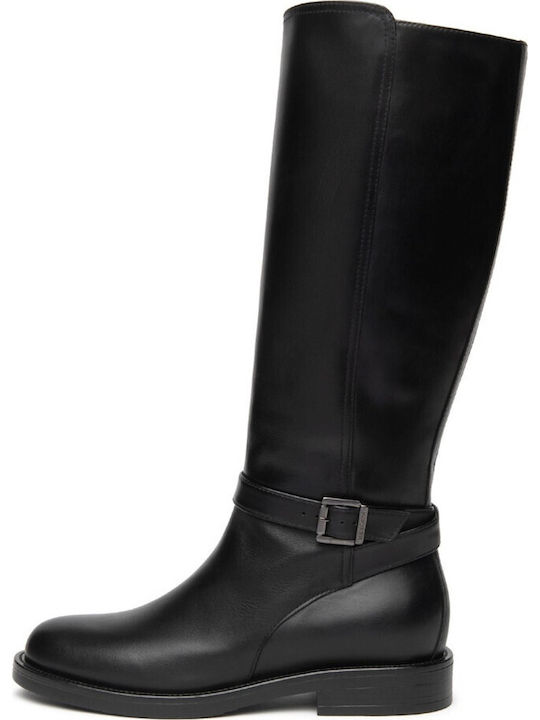 Schwarze Damenlederstiefel