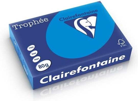 Hârtie Clairefontaine A4, 80 g/m², Culoare Intensă, 500 de Foi, Top de Hârtie, Albastru Intens