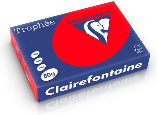 Hârtie A4 80 g/m², Culoare Intensă, 500 de Foi, Top Clairefontaine Roșu